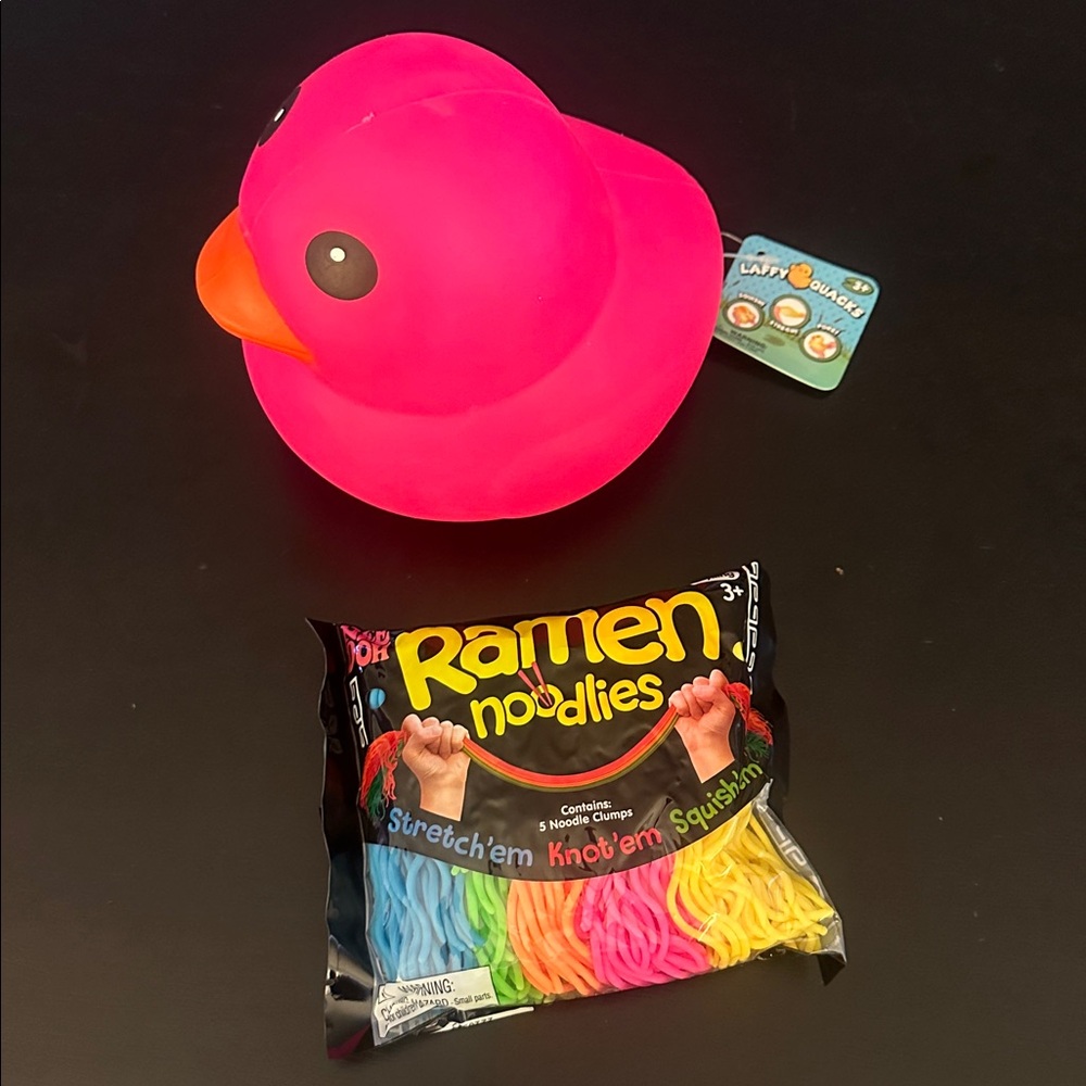 NeeDoh Bundle Ramen Noodlies + Laffy Quacks Duck Blue Squishy Squish stretch NEW
